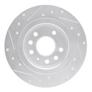 Cadillac BLS Brake Rotor (1) - Rear Right - R1 Concepts - Drilled & Slotted - Silver - `03-`11
